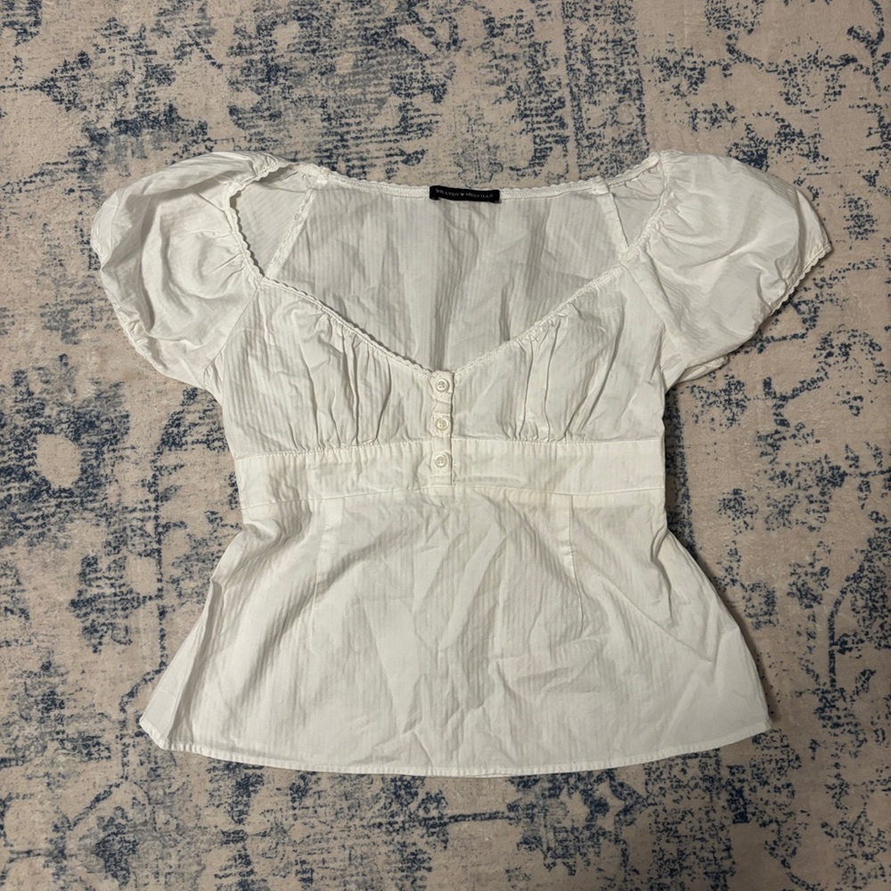 Brandy Melville White Babydoll Blouse